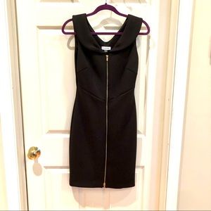 Calvin Klein scuba sheath dress with gold zipper